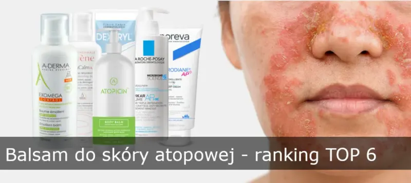 Kosmetyki obok twarzy z zaczerwienieniem